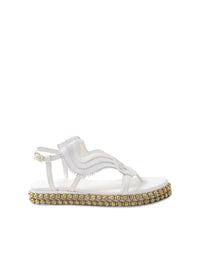 Sandales plates Sloan en cuir semi-brillant - Blanc Nuageux