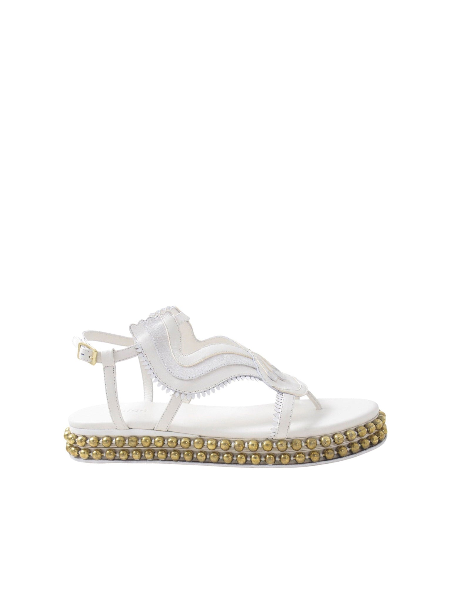 Sandales plates Sloan en cuir semi-brillant - Blanc Nuageux