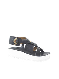 Sandales compensées en cuir - Black
