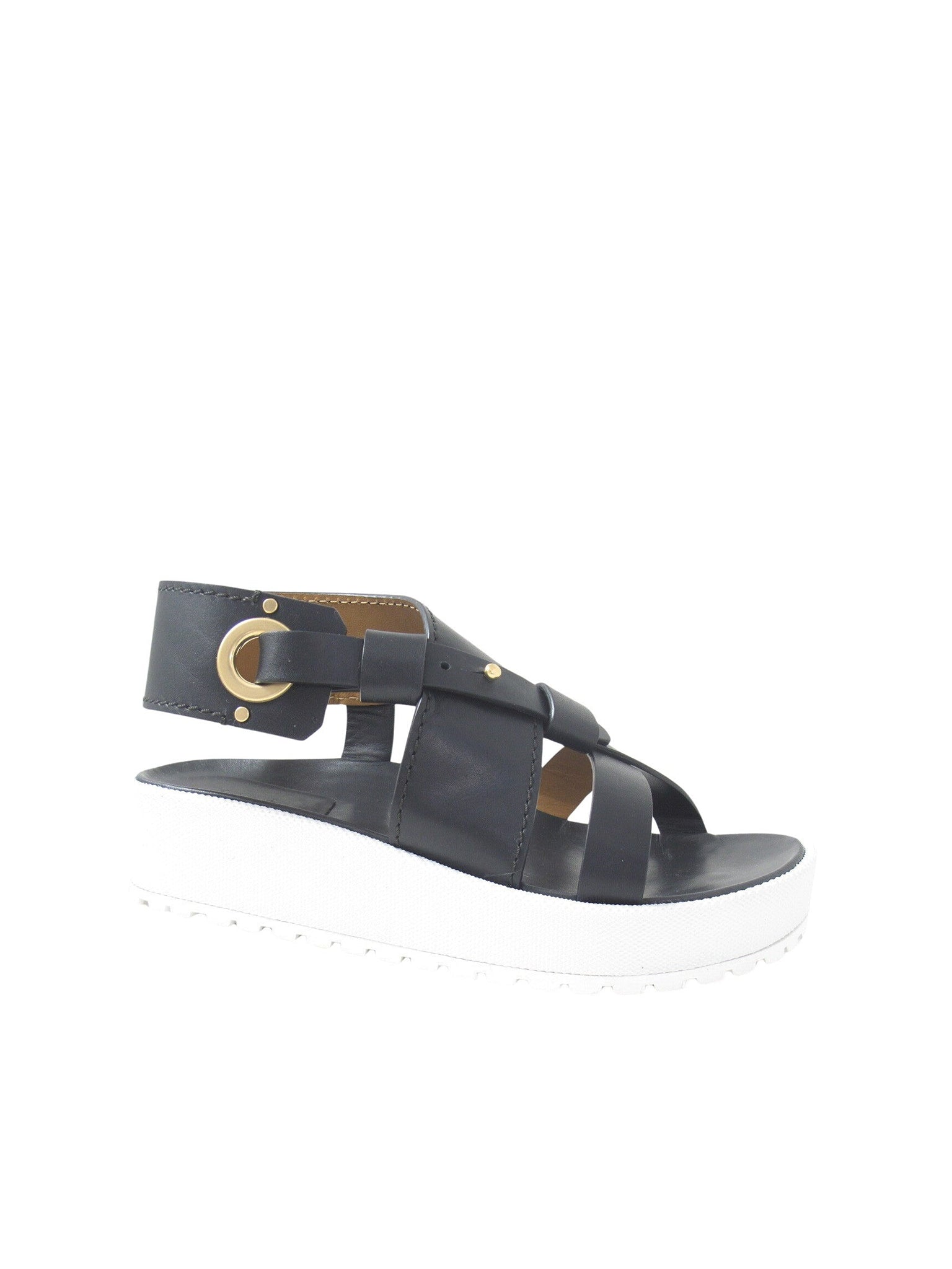 Sandales compensées en cuir - Black