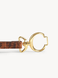 Ceinture fine boucle logo Chloé en cuir - Chestnut Brown