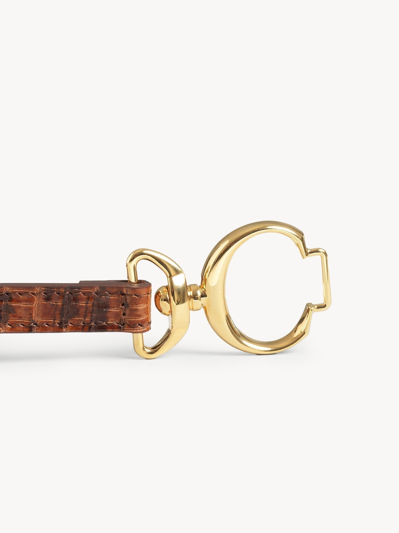 Ceinture fine boucle logo Chloé en cuir - Chestnut Brown