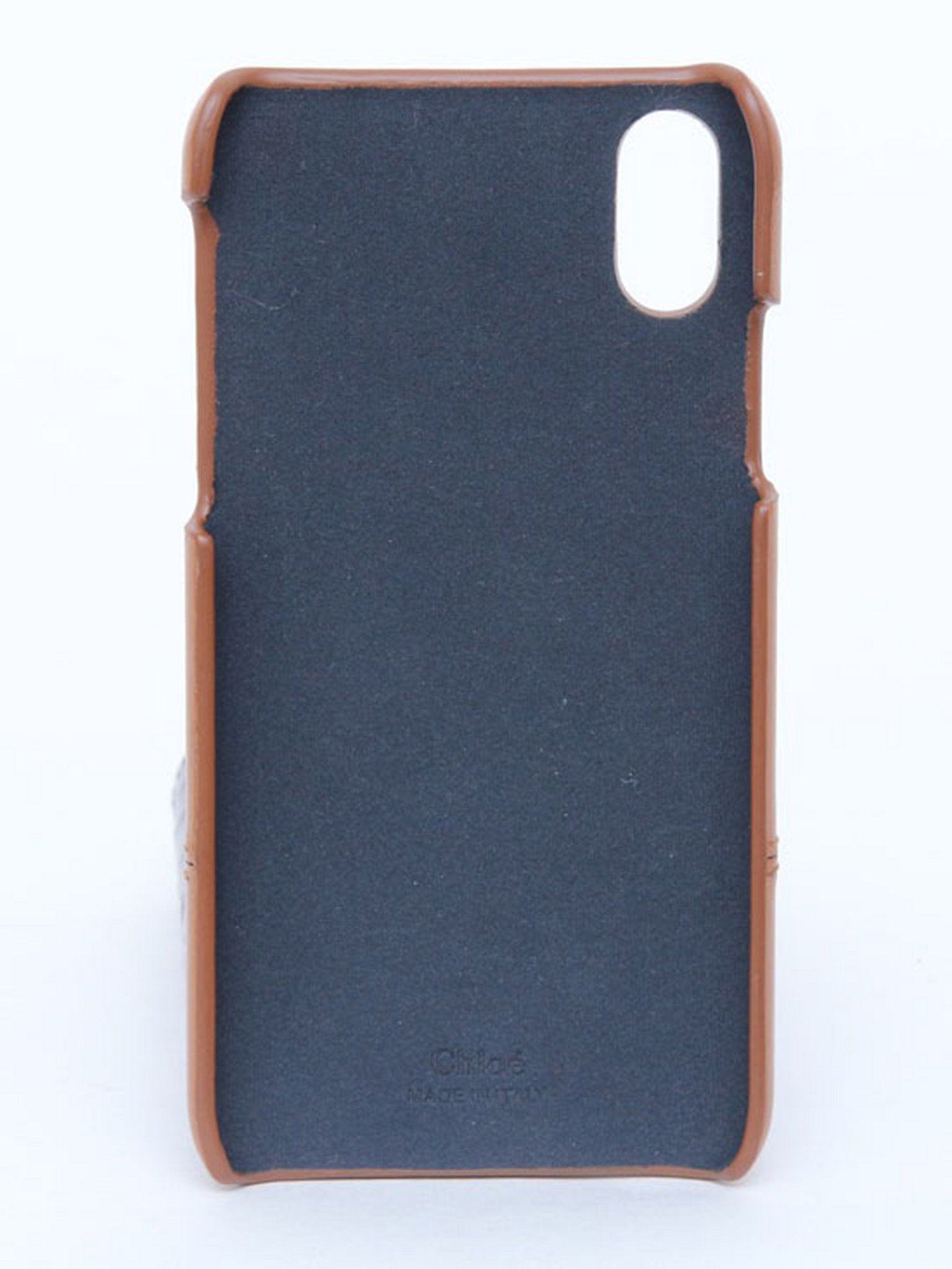 Coque pour iPhone 8 avec détail doré en cuir - Caramel