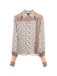Chemise fluide en soie - Pink & White