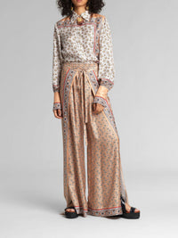 Chemise fluide en soie - Pink & White