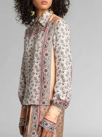 Chemise fluide en soie - Pink & White