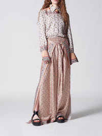 Chemise fluide en soie - Pink & White