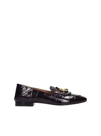 Sandales C plates en cuir embossé croco - Violet Foncé