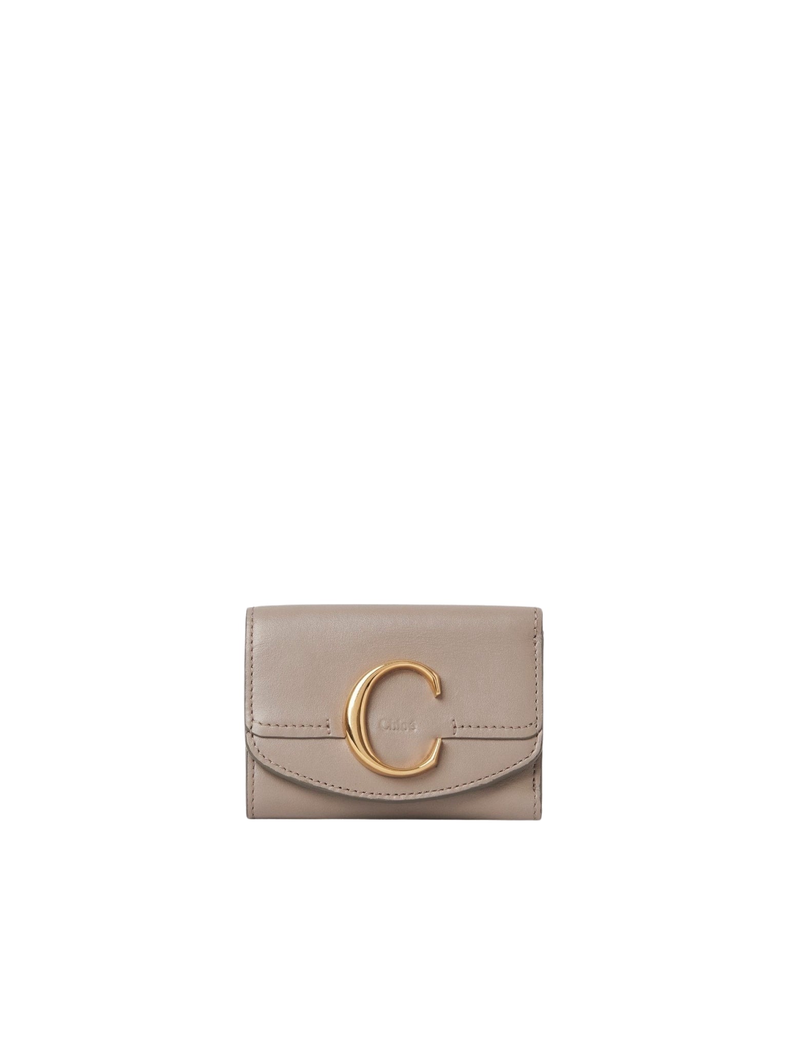 Mini portefeuille trois volets en cuir brillant - Motty Grey