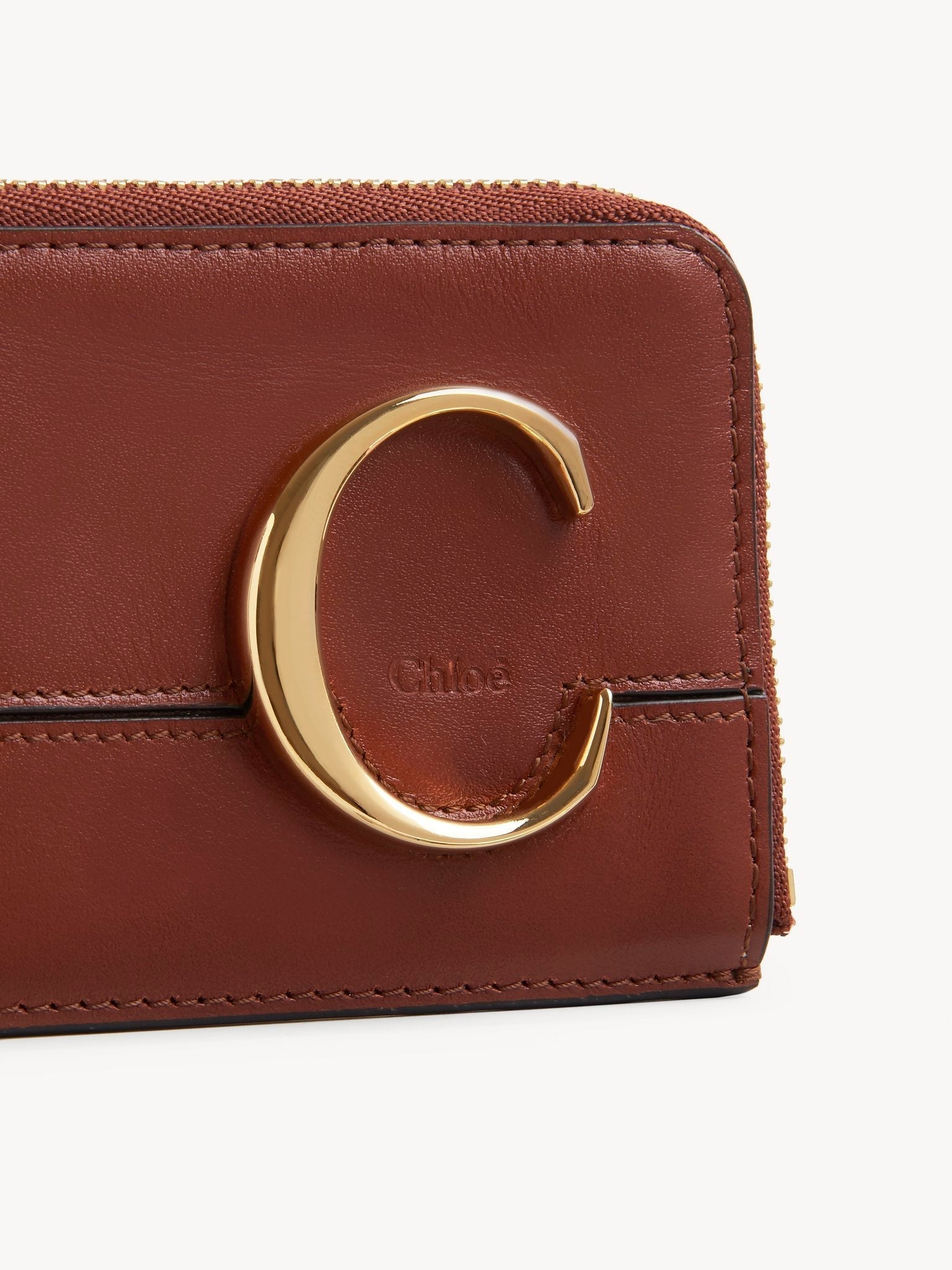 Porte-monnaie Chloé C en cuir - Sepia Brown