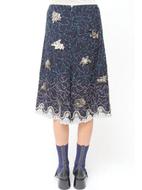 Jupe dentelle avec broderies en soie - Anthracite Blue