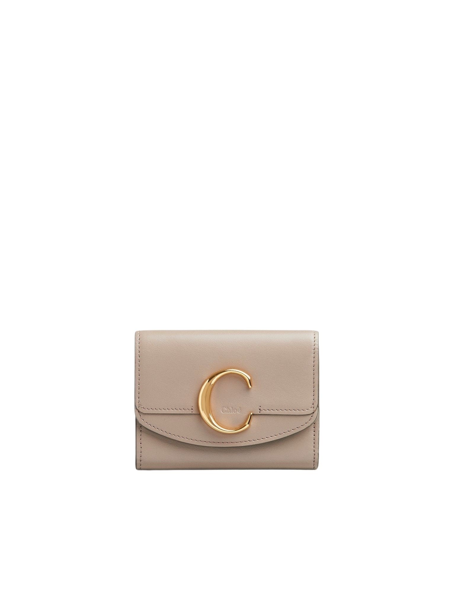 Petit portefeuille trois volets Chloé C en cuir - Motty Grey