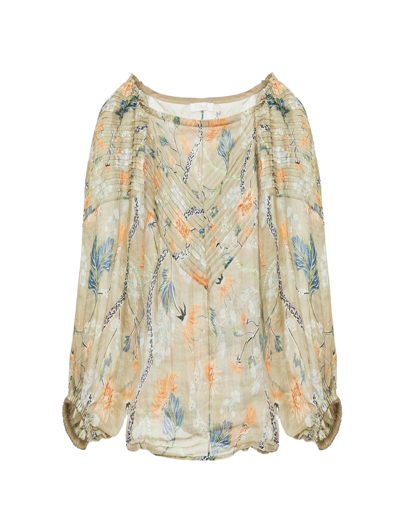Blouse épaules nues - Green & Orange