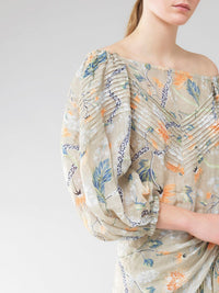 Blouse épaules nues - Green & Orange