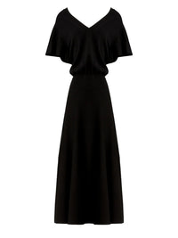 Robe en tricot de laine à volants - Noir