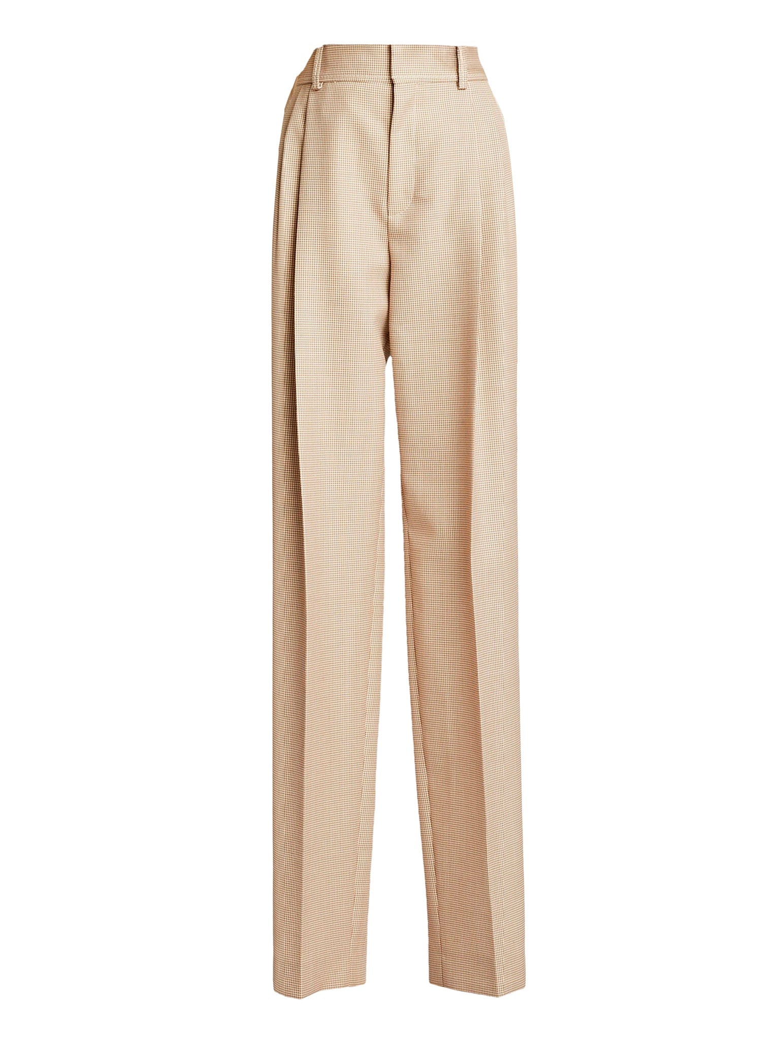 Pantalon en laine pied de poule - Beige White