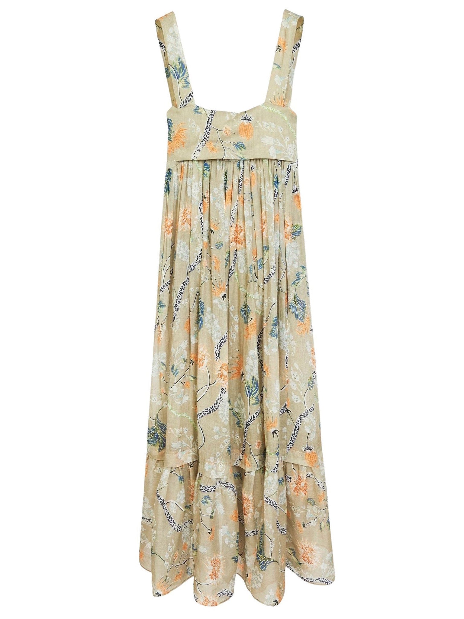 Robe midi imprimé - Green & Orange