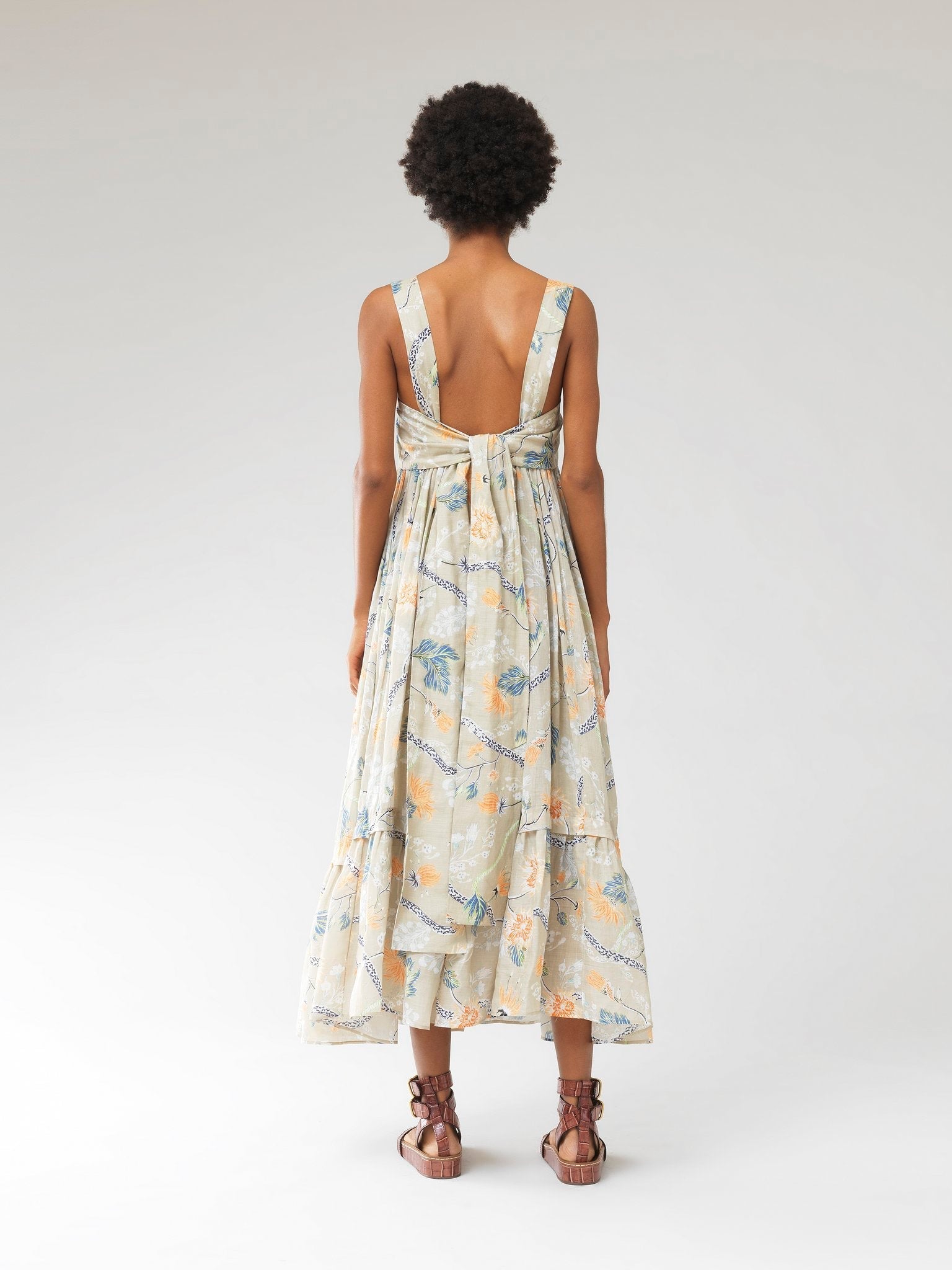 Robe midi imprimé - Green & Orange