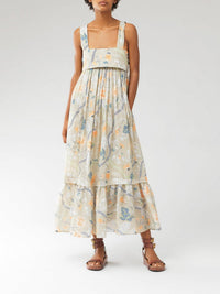 Robe midi imprimé - Green & Orange