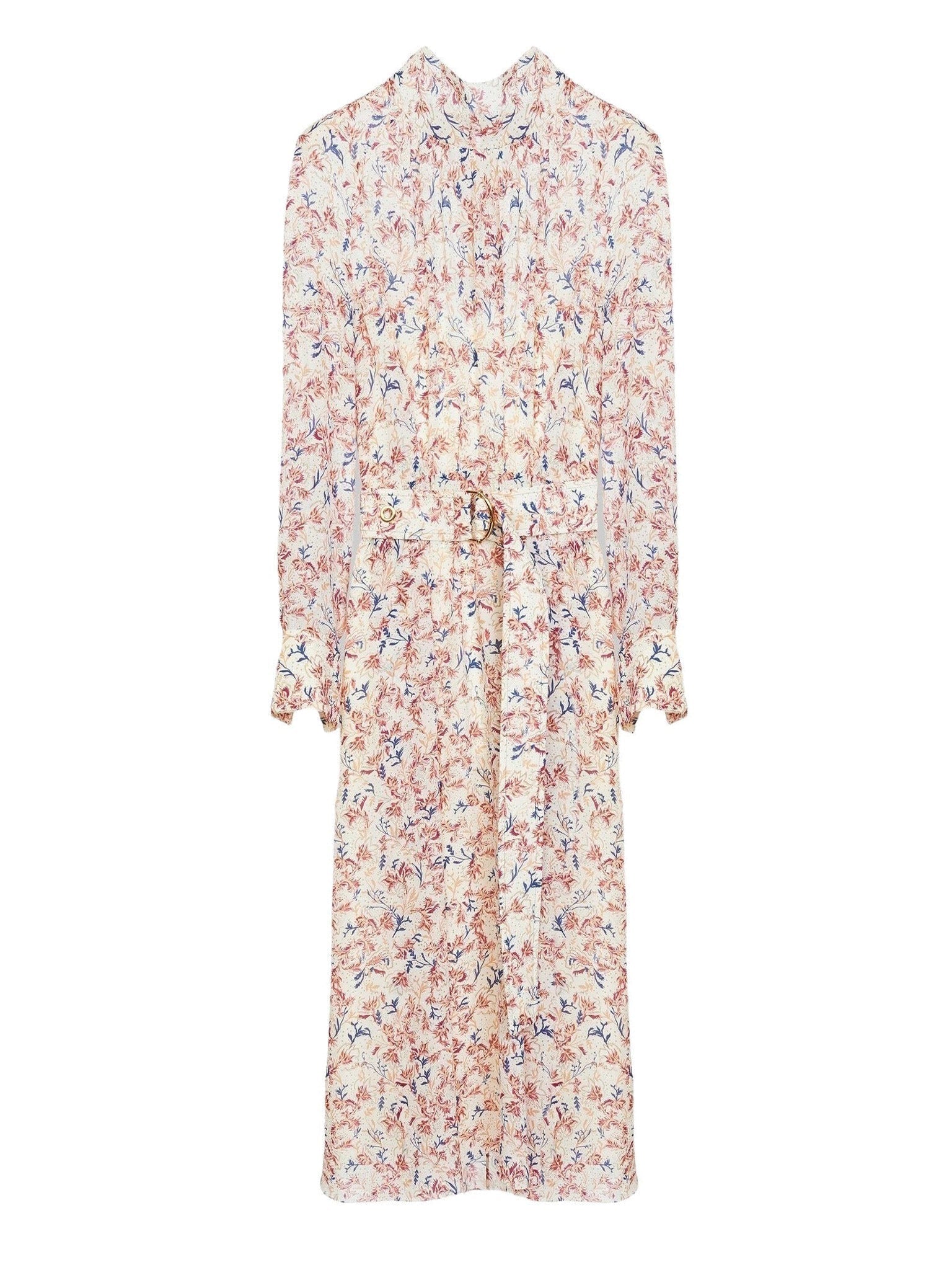 Robe midi fluide en soie - White & Pink