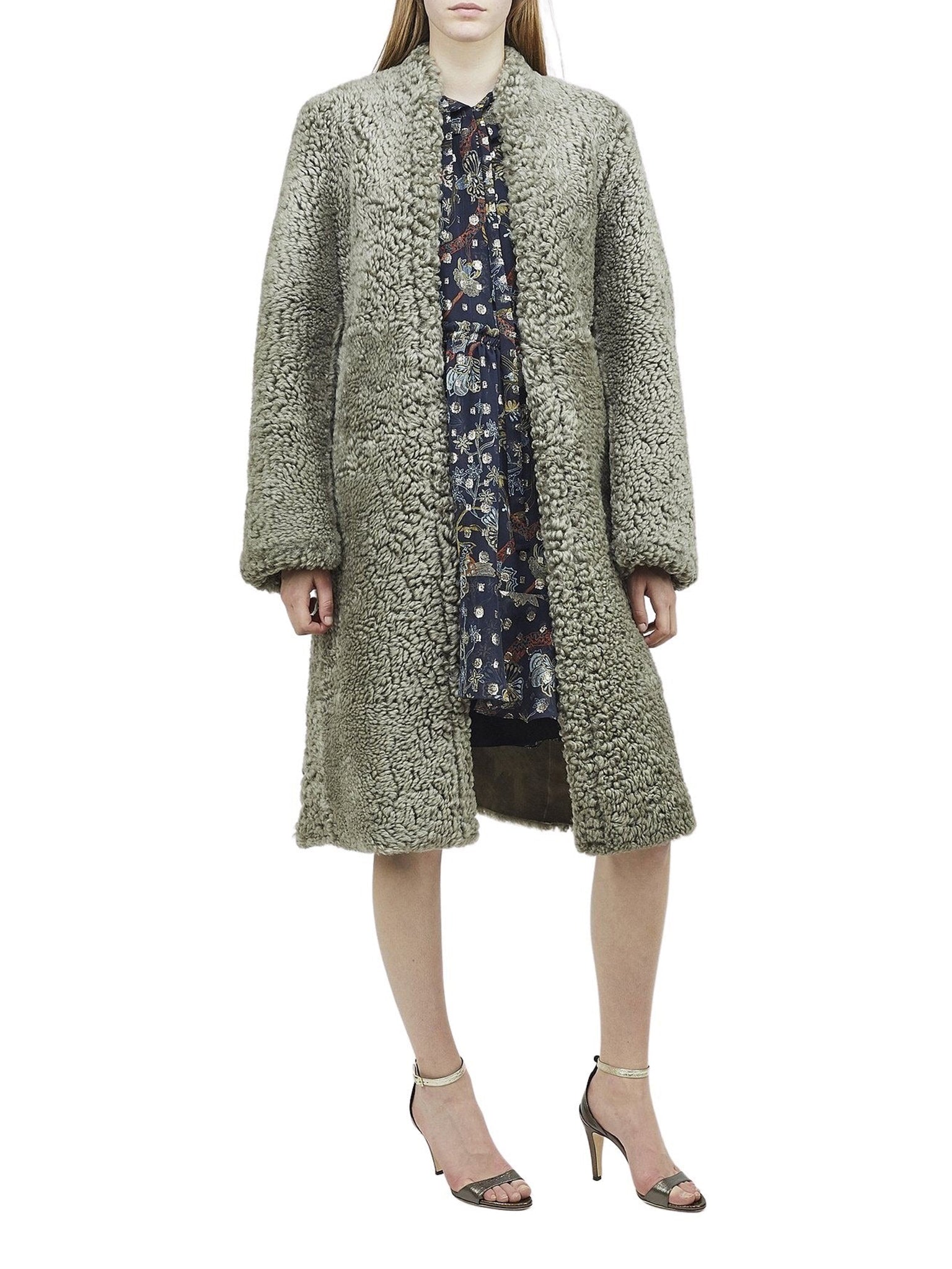 Manteau mi long fausse fourrure en cuir - Shad Green