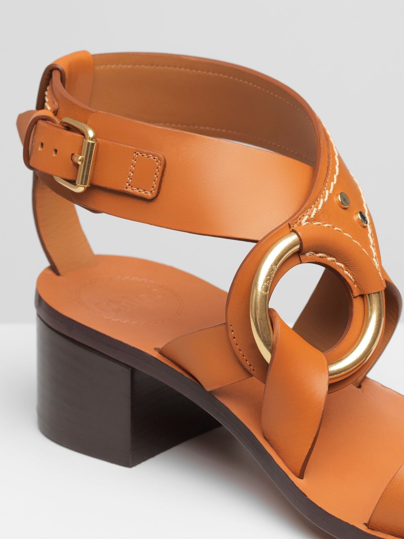 Sandales à talons Demi en cuir - Cognac Brown