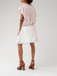 Blouse romantique Flower en soie - Beige & Red