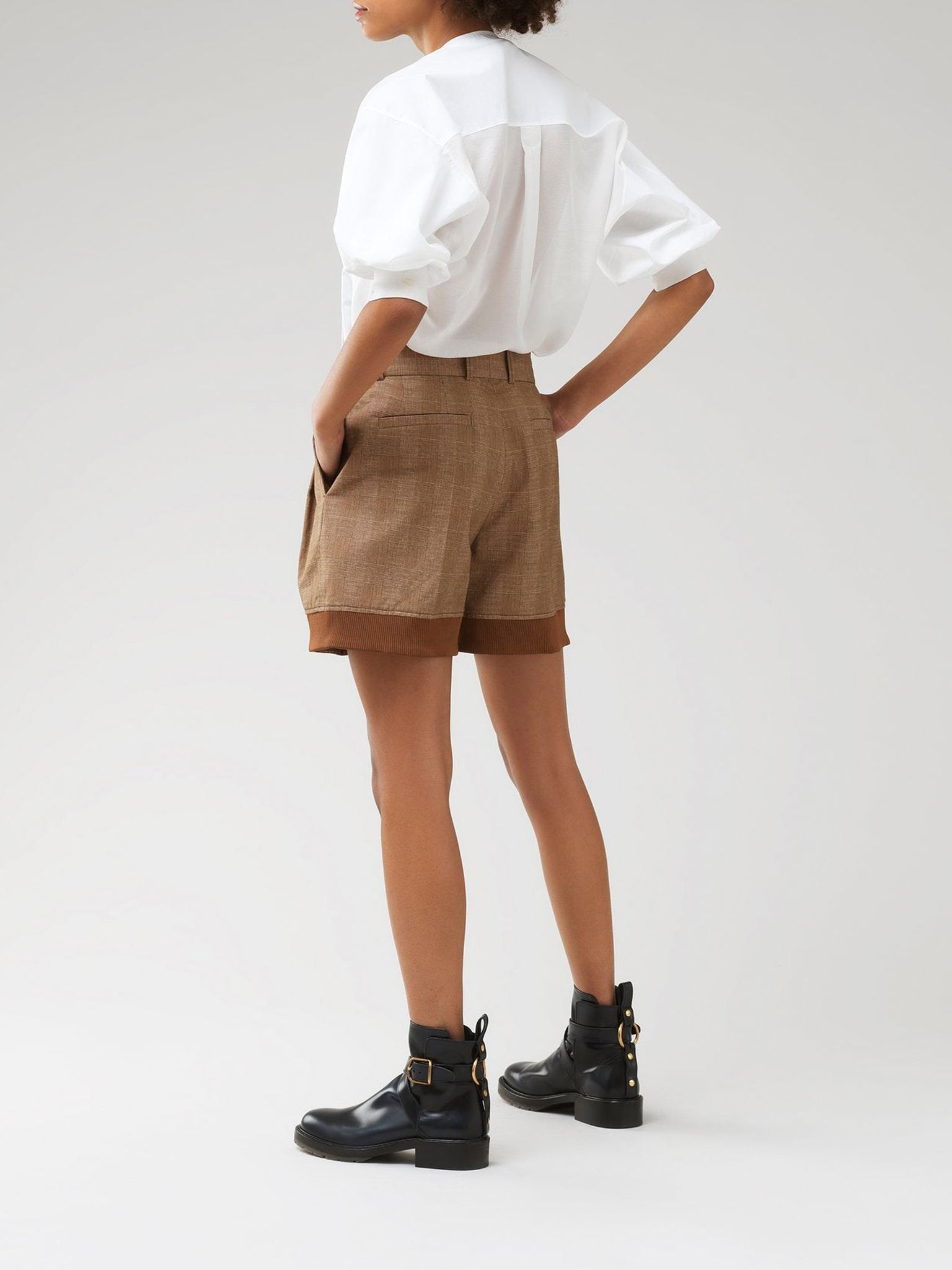 Blouse manches bouffantes structurée - White