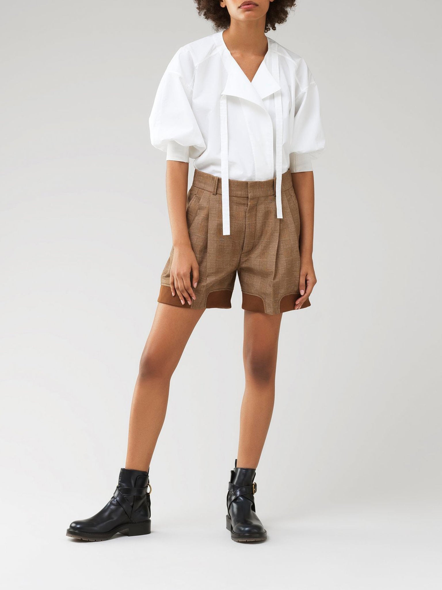 Blouse manches bouffantes structurée - White