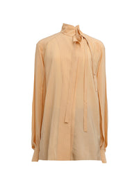 Blouse col noué en soie - Apricot Pink