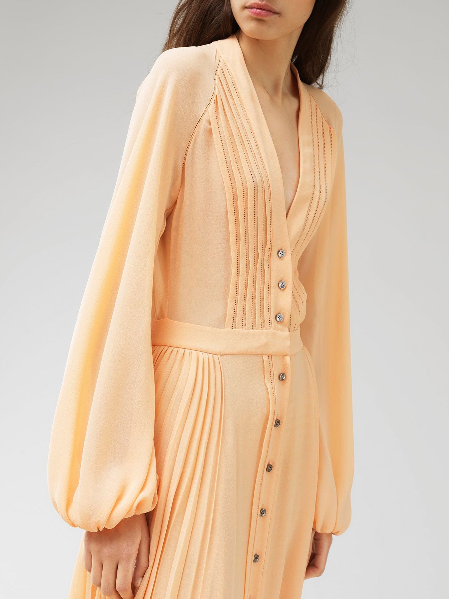 Robe manches longues en soie - Peach Orange