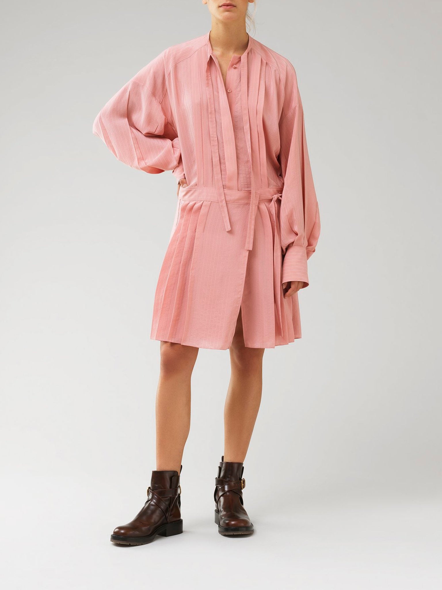 Robe chemise en soie - Tan Rose