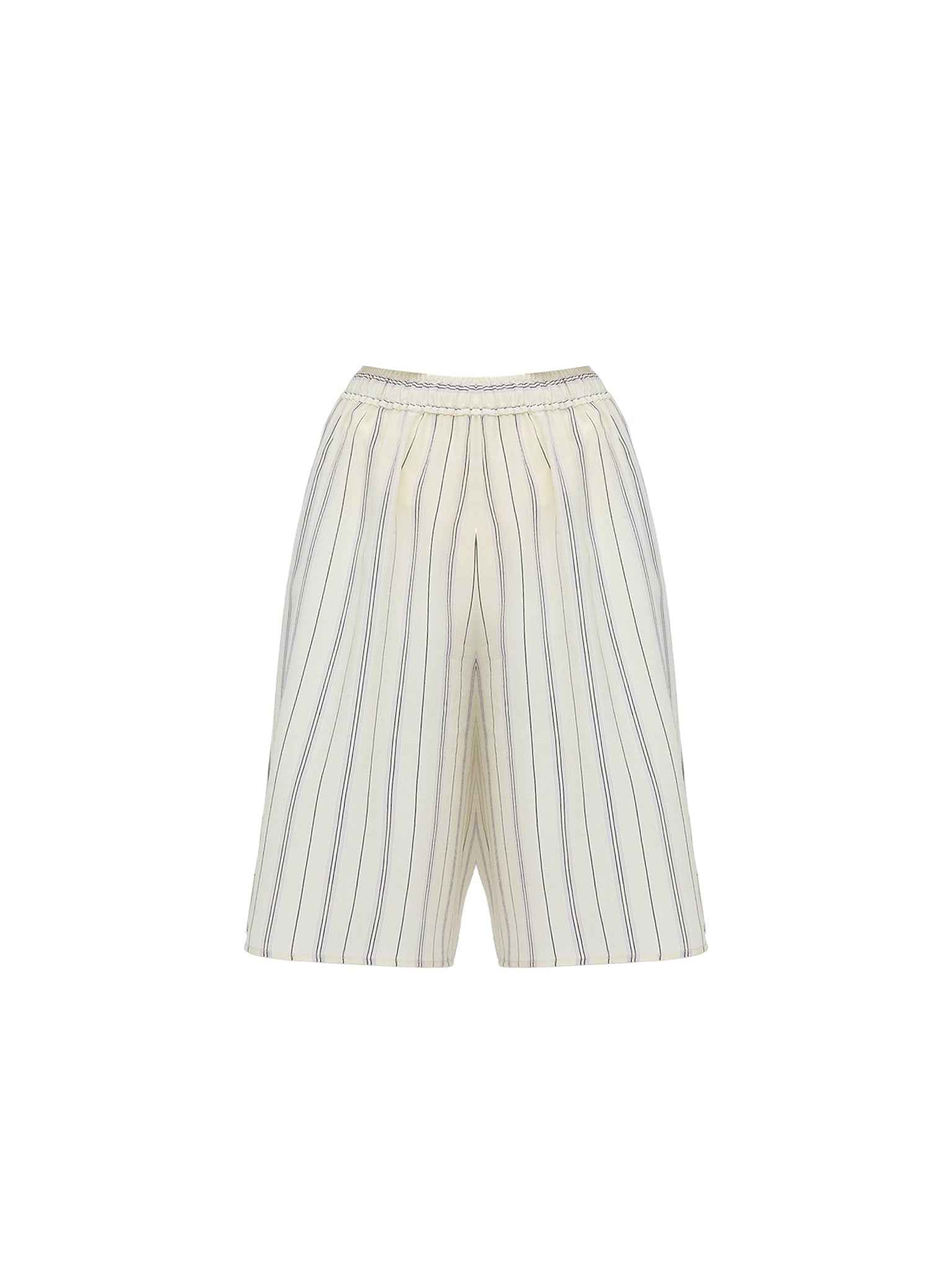 Short rayé en soie - Buttercream