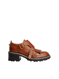 Mocassins à talons Franne en cuir mat - Tabac Classique