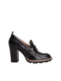 Mocassins à talons Franne en cuir mat - Noir