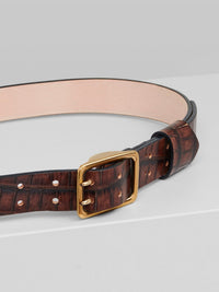 Ceinture Franckie fine en cuir - Dark Ebony