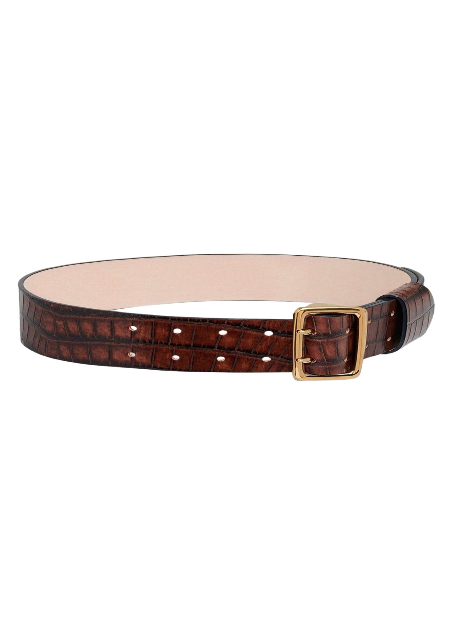 Ceinture Franckie embossée croco en cuir - Dark Ebony