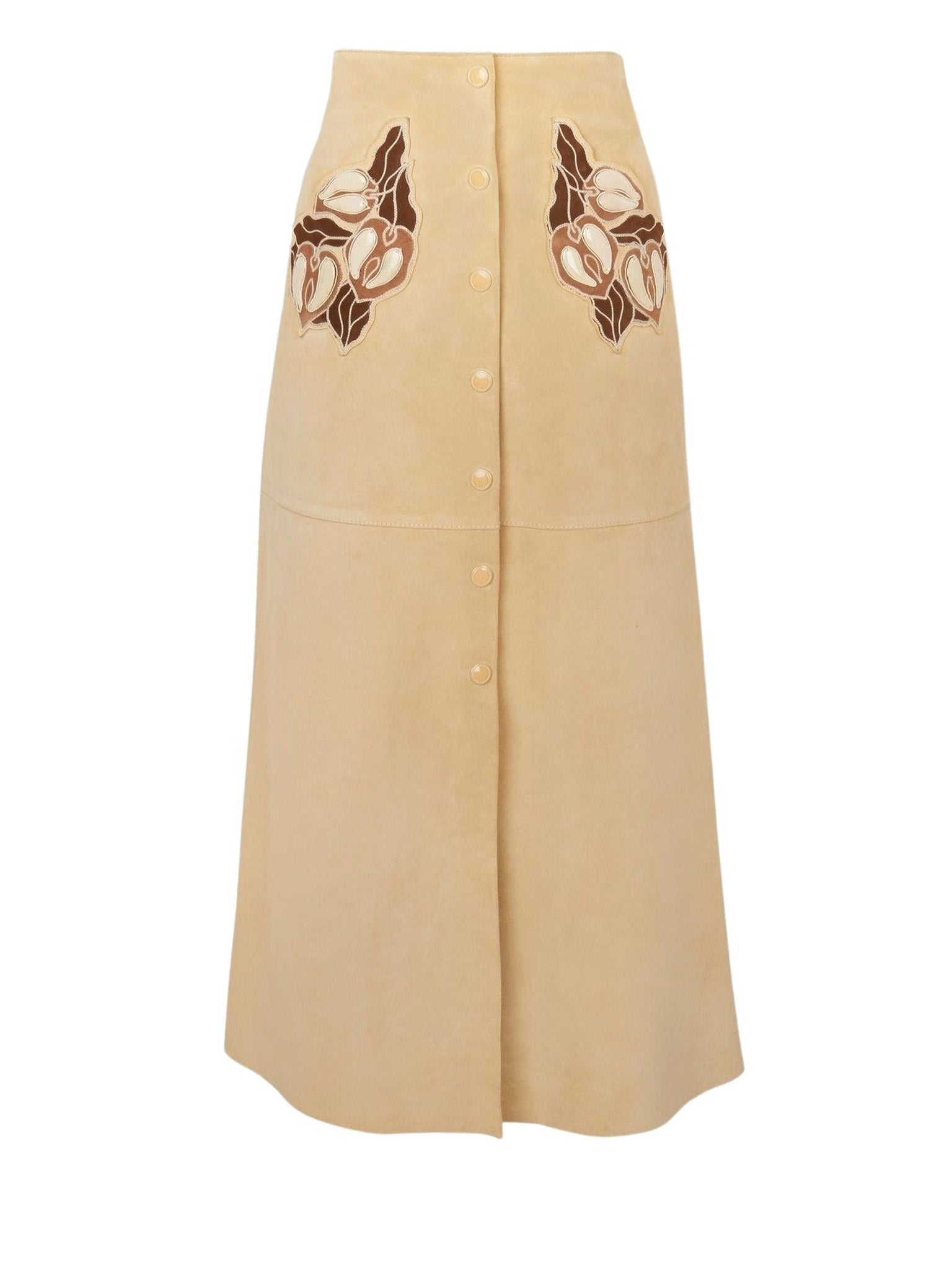 Jupe midi Art en cuir - Light Camel