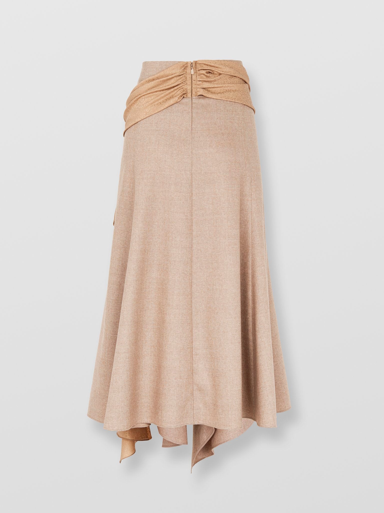 Jupe asymétrique noué en laine vierge - Seed Brown