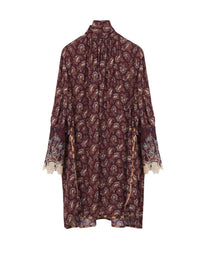 Robe courte Flower en soie - Saffron Red