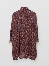 Robe courte Flower en soie - Saffron Red
