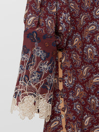 Robe courte Flower en soie - Saffron Red