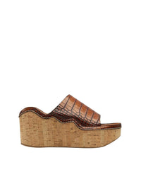 Mules compensées Ingrid en cuir - Caramello