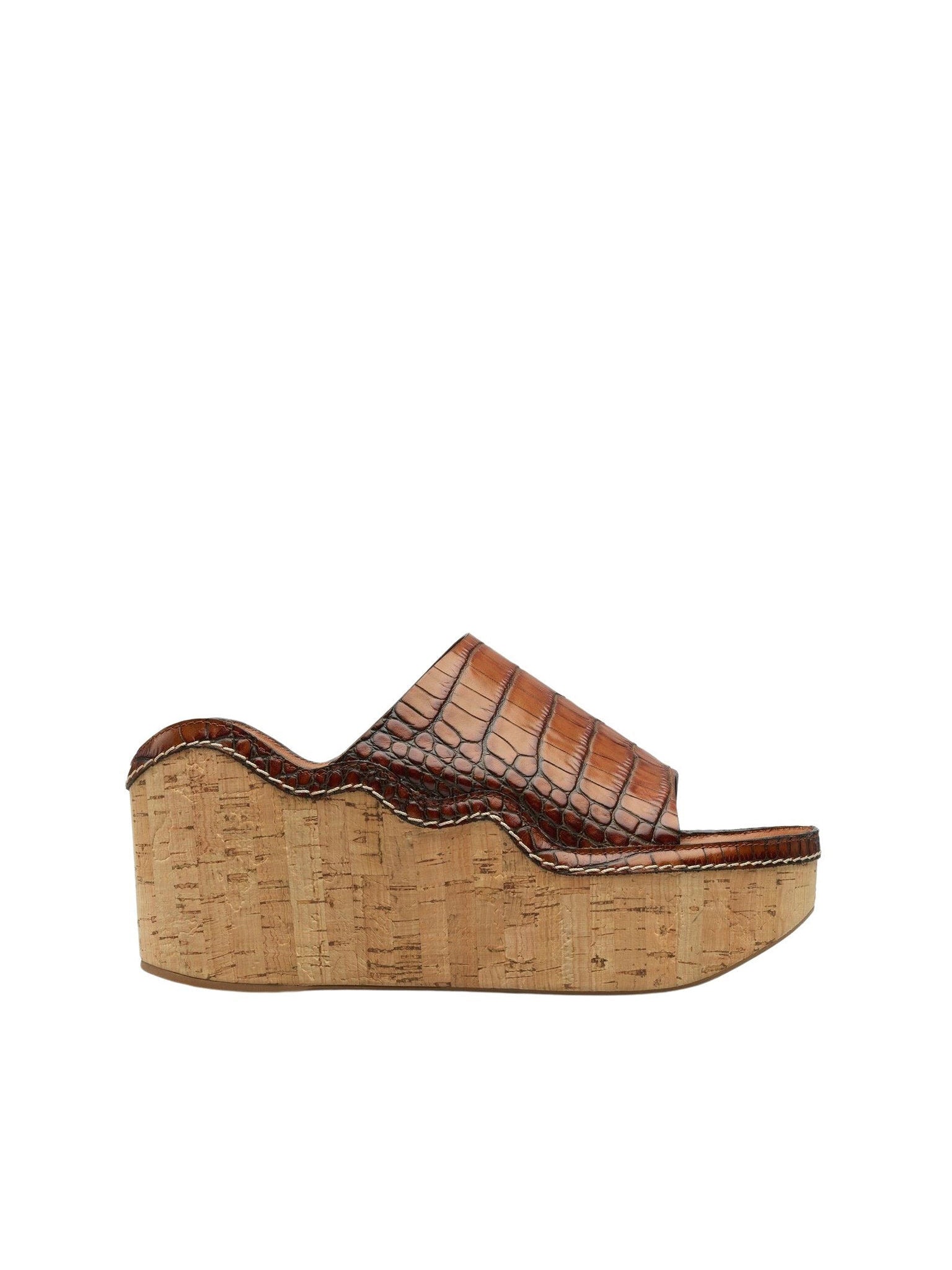 Mules compensées Ingrid en cuir - Caramello