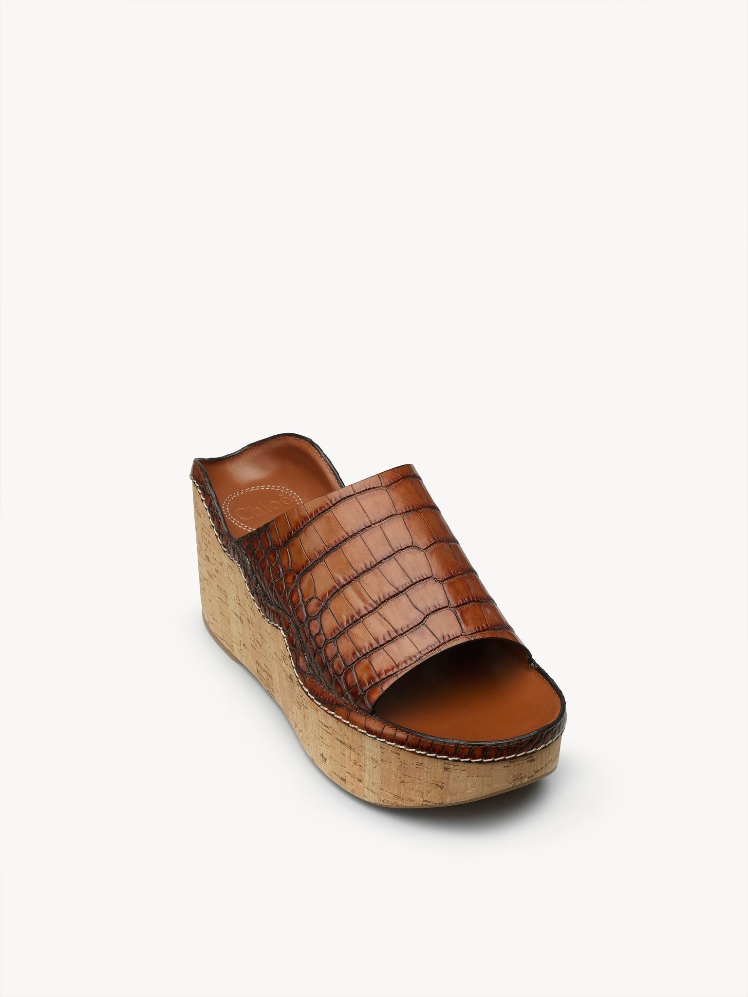 Mules compensées Ingrid en cuir - Caramello
