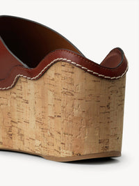 Mules compensées Ingrid en cuir - Sepia Brown