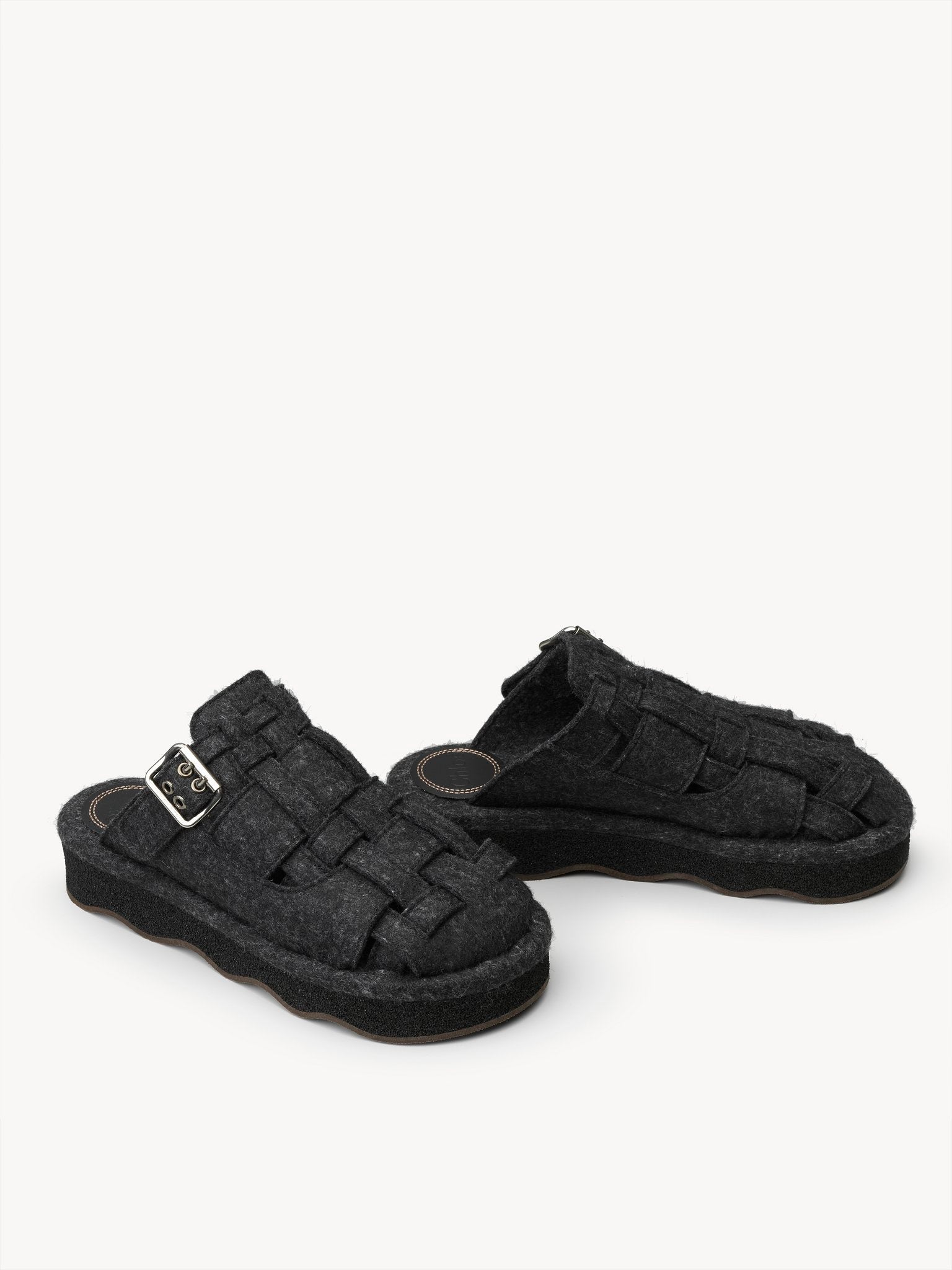Mules de ville Wavy en laine - Charcoal Black