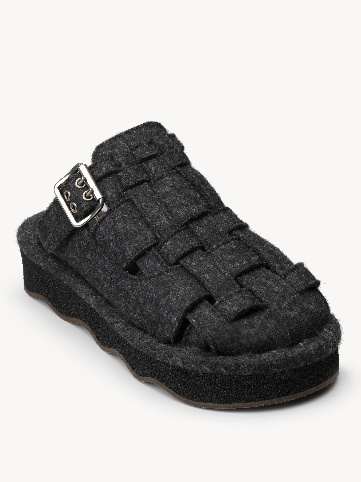 Mules de ville Wavy en laine - Charcoal Black
