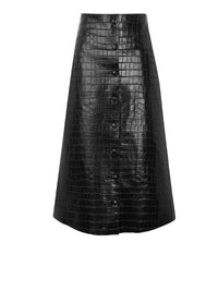 Jupe trapèze en cuir - Obsidian Brown