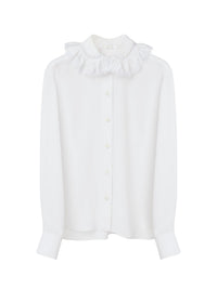 Chemise à collerette en soie - White